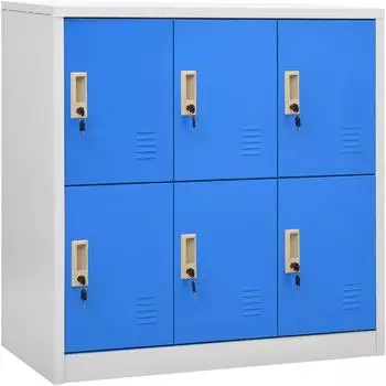 vidaXL Schlie&szlig;fachschr&auml;nke 5er-Set hellgrau/blau 90x45x92,5cm Stahl