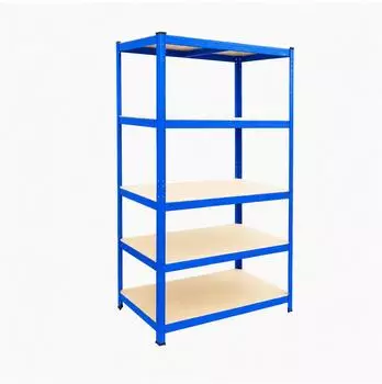 Relaxdays Schwerlastregal 5 Ebenen 180x100x40cm 875kg blau/braun
