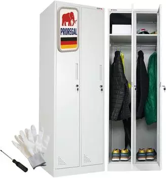 Proregal Elephant Spind 2 Abteile, abschlie&szlig;bar, hellgrau, 180x60x50cm (PR_RDZ9-02)