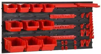 vidaXL Stapelboxen-Wandregal 35-tlg., rot/schwarz, 77x39cm, Polypropylen (152205)