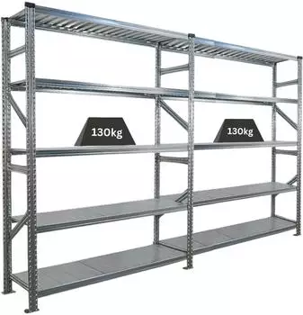 Proregal Proximo Steckregal 5 Ebenen, 200x300x50cm, 130kg Fachlast, verzinkt (RME1-21)