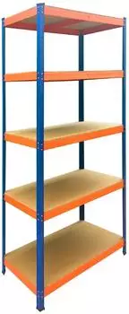 Relaxdays Schwerlastregal 5 Ebenen, blau/orange, Metall, 90x180x40cm