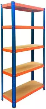 Relaxdays Schwerlastregal 5 Ebenen, Metall, blau/orange, 75x150x30cm