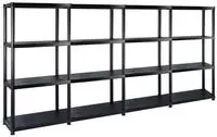 vidaXL Lagerregal mit 4 B&ouml;den Schwarz 244x30,5x130 cm Kunststoff