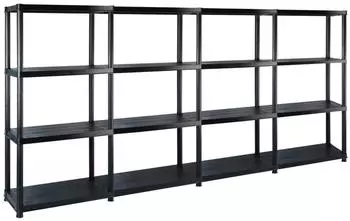 vidaXL Lagerregal 4 B&ouml;den schwarz 244x30,5x130cm Kunststoff (3059859)