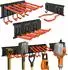 Relaxdays Wandhaken-Set 3 Schienen 8 Haken, Stahl, schwarz/orange