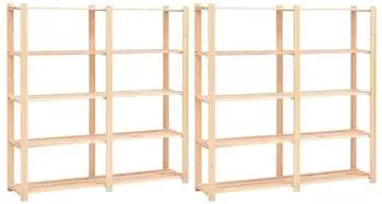 vidaXL Lagerregale 5 B&ouml;den, Kiefernholz, 170x38x170cm, 500kg, 2er-Set