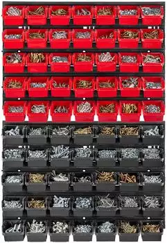 Kadax Werkzeugwandpanel 58x78cm mit 70 Aufbewahrungsboxen, rot/schwarz (K7725)