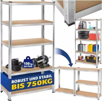 TecTake Schwerlastregal 180x90x40cm, 750kg Tragkraft