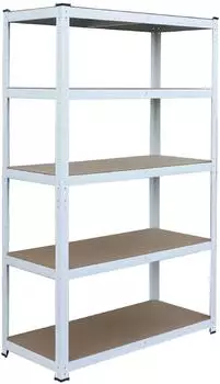 Relaxdays Schwerlastregal 5 Ebenen 200x100x50cm 875kg wei&szlig;/braun (10052512)