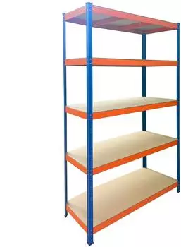 Relaxdays Schwerlastregal 5 Ebenen, blau/orange, Metall, 120x200x50cm