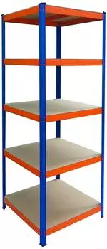 Relaxdays Schwerlastregal 5 Ebenen, blau/orange, Metall, 80x200x60cm