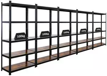 Proregal Ragnar Schwerlastregal 5-tlg. vintage braun/schwarz 180x90x40cm 100kg (MRD24-24)