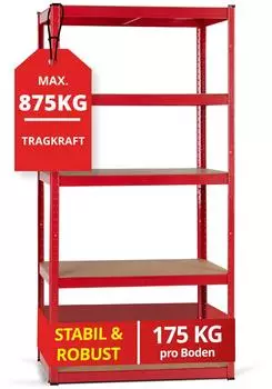 Stagecaptain Heavyrack Schwerlastregal Holzb&ouml;den rot 875kg (00069949)