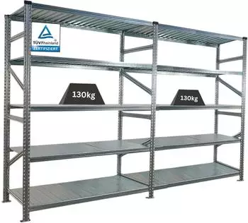 Proregal Proximo Steckregal 5 Ebenen, 200x300x60cm, 130kg Fachlast, verzinkt (PR_RME1-09)