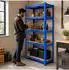 Relaxdays Schwerlastregal 5 Böden 875kg, 75x180x30cm, blau