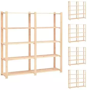 vidaXL Lagerregal 5 B&ouml;den Massivholz Kiefer 170x38x170cm (3051111)