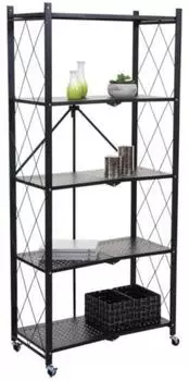 Proregal KLAP Klappregal mit Rollen, 5 Böden, 167x72x34cm, schwarz (RST46-03)