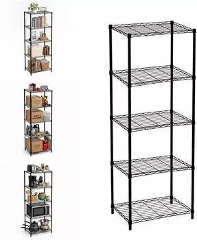 Relaxdays Metallregal 5 Ebenen 56x160x35cm 175kg schwarz