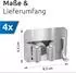 ECENCE Gerätehalter selbstklebend, Edelstahl, silber, 4er-Set