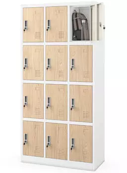 Jan Nowak MARCIN Schlie&szlig;fachschrank 12 F&auml;cher, 185x90x40cm, wei&szlig;/Sonoma Eiche (DDT37-07)