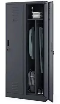Jan Nowak KACPER Umkleideschrank 2 Abteile, Metall, anthrazit, 180x80x50cm (DDT34-09)