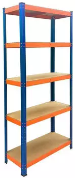 Relaxdays Schwerlastregal 5 Ebenen, blau/orange, Metall, 75x180x30cm
