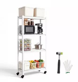 VEVOR Drahtregal 4-st&ouml;ckig mit Rollen, wei&szlig;, 762x313x1600mm, 362kg