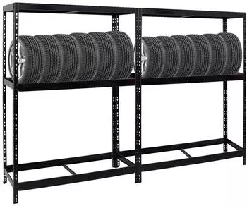 Proregal Reifenregal Tiger 2er-Set 180x130x50cm, bis 24 Reifen, schwarz (MRT3-05)