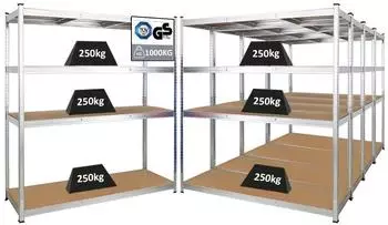 Proregal Taurus XL Schwerlastregal 5er-Set, verzinkt, 180x160x60cm, 250kg Fachlast (PR_MRD22-04)