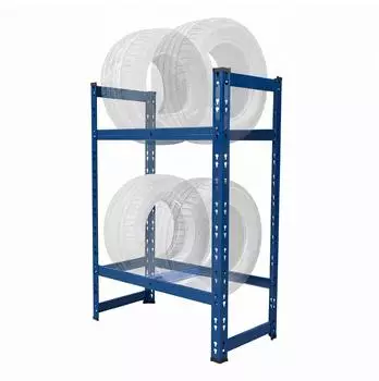 Relaxdays Reifenregal f&uuml;r 4-6 Reifen, 100x85x35cm, 150kg/Ebene, Stahl, blau
