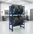 Relaxdays Reifenregal für 4-6 Reifen, 100x85x35cm, 150kg/Ebene, Stahl, blau