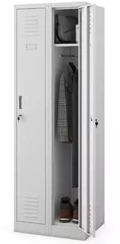 Jan Nowak KACPER Umkleideschrank 2 Abteile, Metall, grau, 180x60x50cm (DDT34-11)