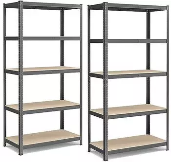 Songmics Lagerregal 5 Ebenen 50x100x200cm nebelgrau, 2er-Set