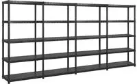 vidaXL Lagerregal mit 5 B&ouml;den Schwarz 340x40x185 cm Kunststoff