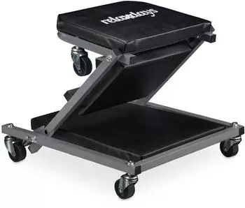 Relaxdays Rollbrett Werkstatt 2in1 Rollsitz & Werkstattliege 150kg 360&deg; klappbar Stahl