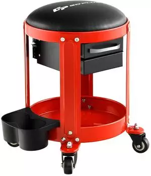 Costway Werkstatthocker mit 2 Schubladen, Ablage & Rollen, 150kg (AU10008)