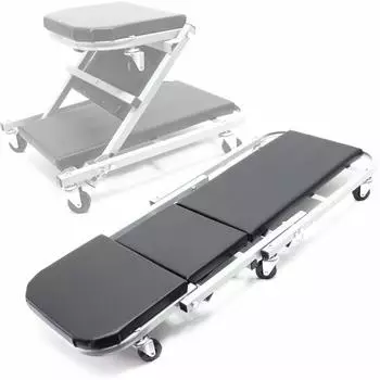 Wiltec 2-in-1 Montageliege & Werkstattsitz 90x41,5cm bis 150kg, 6 Lenkrollen (61192)