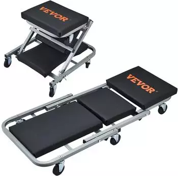VEVOR 2-in-1 Werkstattliege & Werkstatthocker, 136kg, 6 Rollen (2 in 1 Z-Creeper Seat)