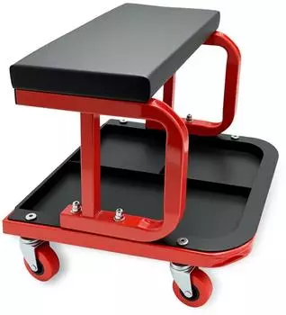 Relaxdays Werkstatthocker mit Ablage, Rollhocker, bis 100kg
