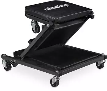 Relaxdays Mechaniker-Rollbrett 2-in-1 Werkstatthocker, klappbar, 360°-Rollen, 150kg, Stahl, schwarz (10049685_46)