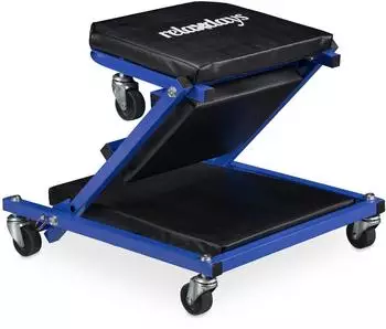 Relaxdays Rollbrett Werkstatt 2in1 Rollsitz & Werkstattliege, klappbar, 150kg, schwarz/blau