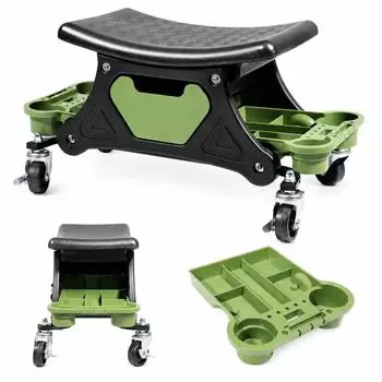 Baumarktplus Werkstatthocker Rollsitz bis 150kg, 4 Rollen, abnehmbare Ablagen (32219)