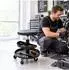 Relaxdays Werkstatthocker höhenverstellbar, Rollen, Ablage, Metall/Kunststoff, schwarz