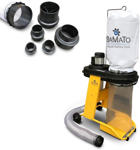 BAMATO Absauganlage AB-550 inkl. Adapter Set, 230 V, 2,30m langer und flexibler Absaugschlauch