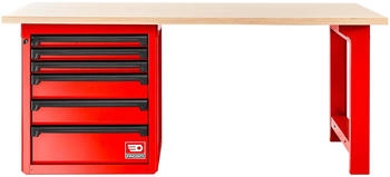 Facom RWS Werkbank 2m + Holzplatte, rot