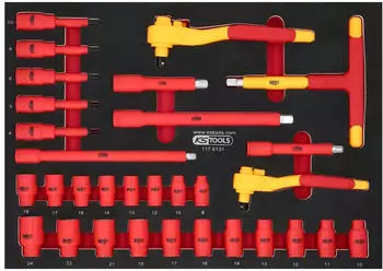 KS Tools 3/8" + 1/2" Isolierter Steckschl&uuml;ssel-Satz mit Drehmomentschl&uuml;ssel in Schaumstoffeinlage, 31-tlg (117.6131)