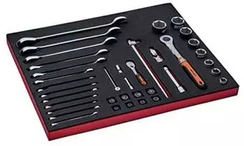 Bahco Fit&Go 3/3 Schaumstoffeinlage Satz Schraubenschl&uuml;ssel und Steckschl&uuml;ssel-Eins&auml;tze, 38-tlg. (FF1A5004)