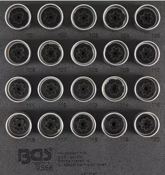 BGS Felgenschloss-Werkzeug-Satz f&uuml;r Opel/Vauxhall Typ A, 20-tlg. (9556)