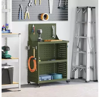 vidaXL Werkzeugwagen Olivgr&uuml;n 65x35x111cm Kaltgewalzter Stahl